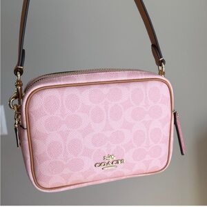NWT Coach Powder Pink Mini Carey Crossbody Bag in Signature Canvas CEK74